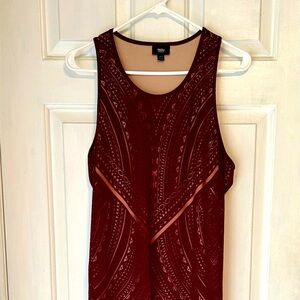 Elegant Burgundy Patterned Dress